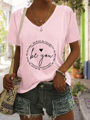 Letter V-neck Regular Sleeve Short Sleeve Regular T-shirt
