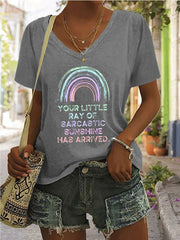 Letter V-neck Regular T-shirt