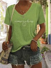 Letter V-neck Regular T-shirt