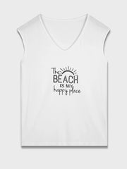 The Beach Is My Happy Place Letter V-neck Tank