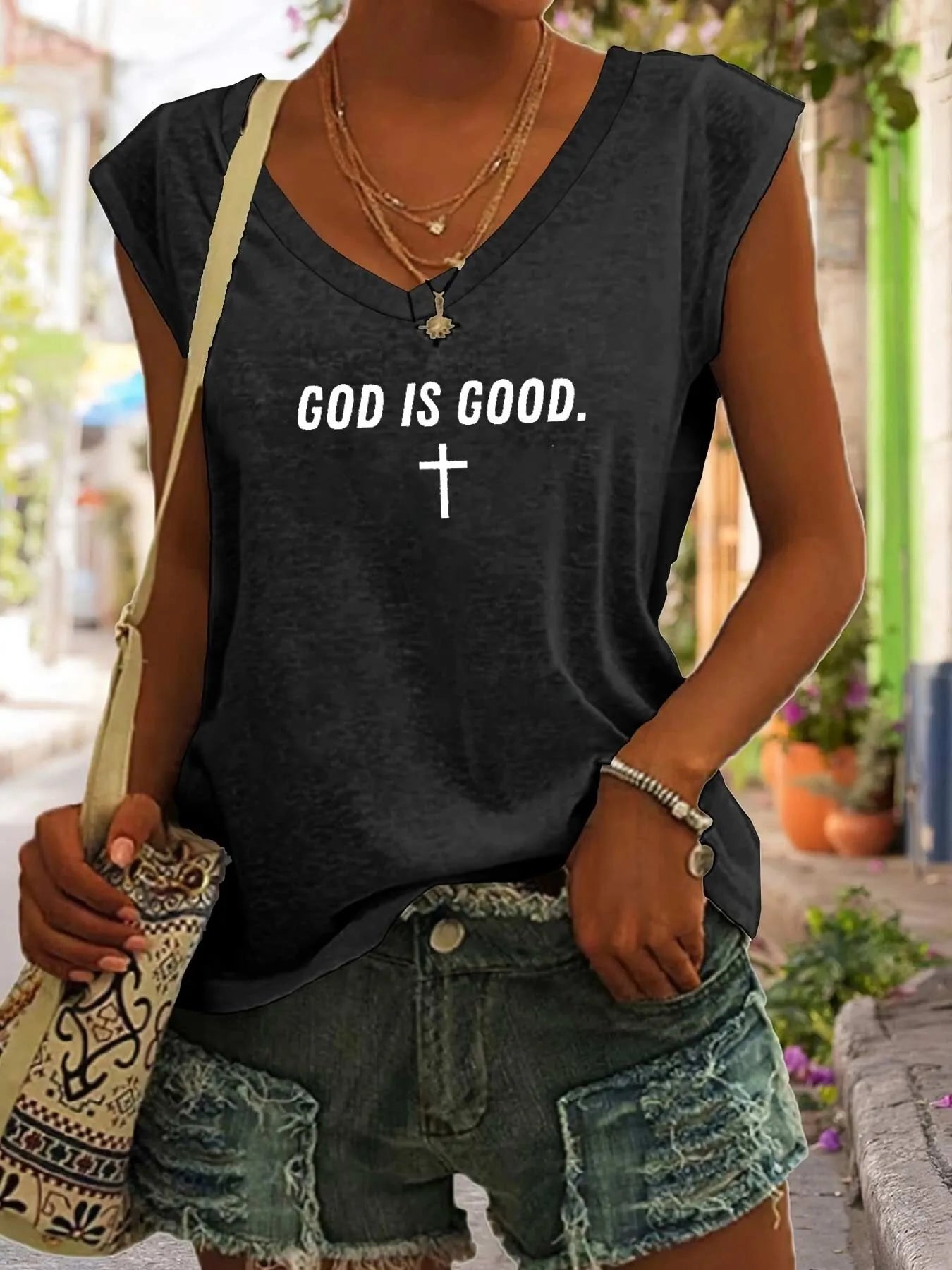 Letter V-neck Tank