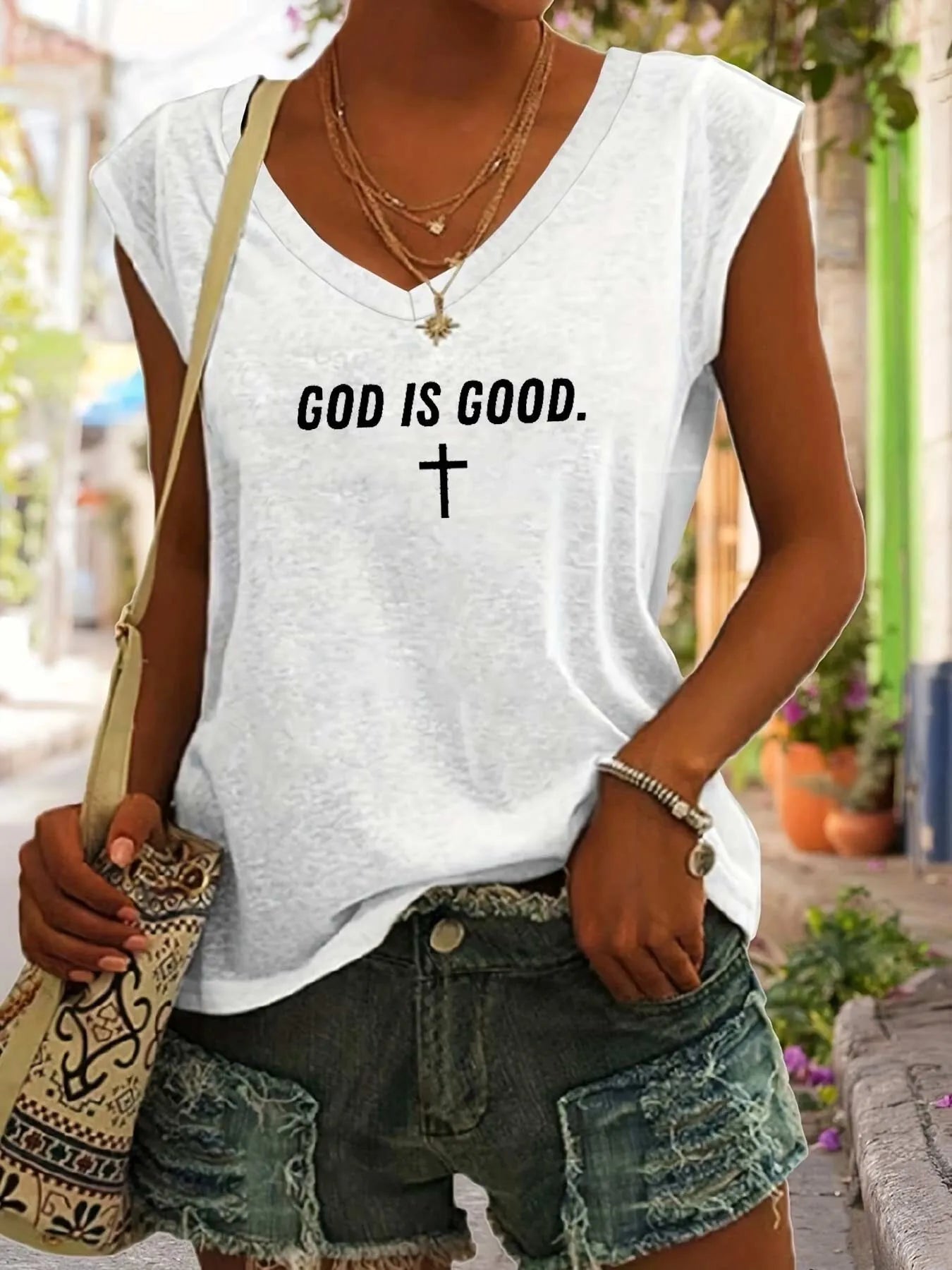 Letter V-neck Tank