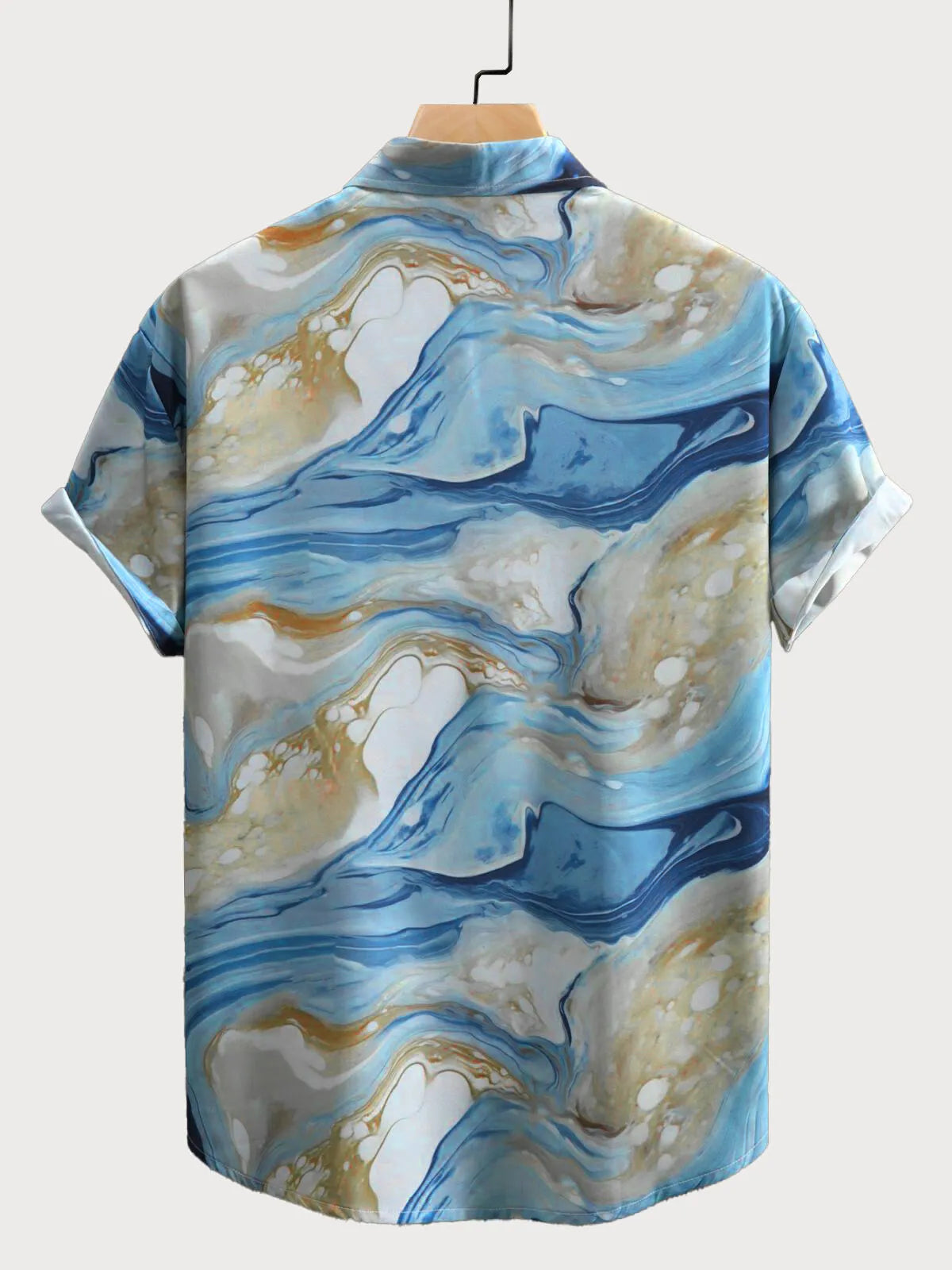 Marble Print Button Lapel Regular Shirts