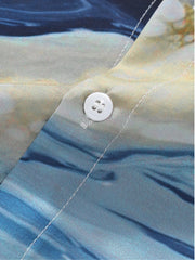 Marble Print Button Lapel Regular Shirts