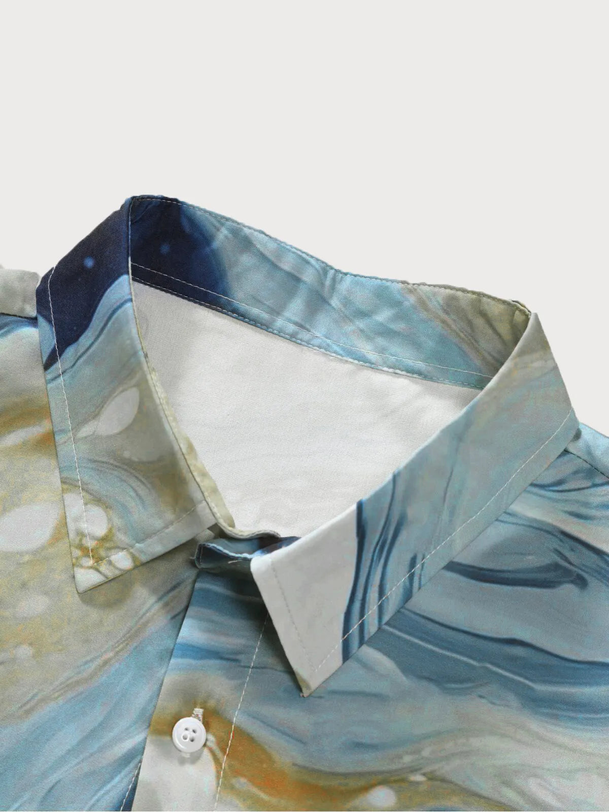 Marble Print Button Lapel Regular Shirts