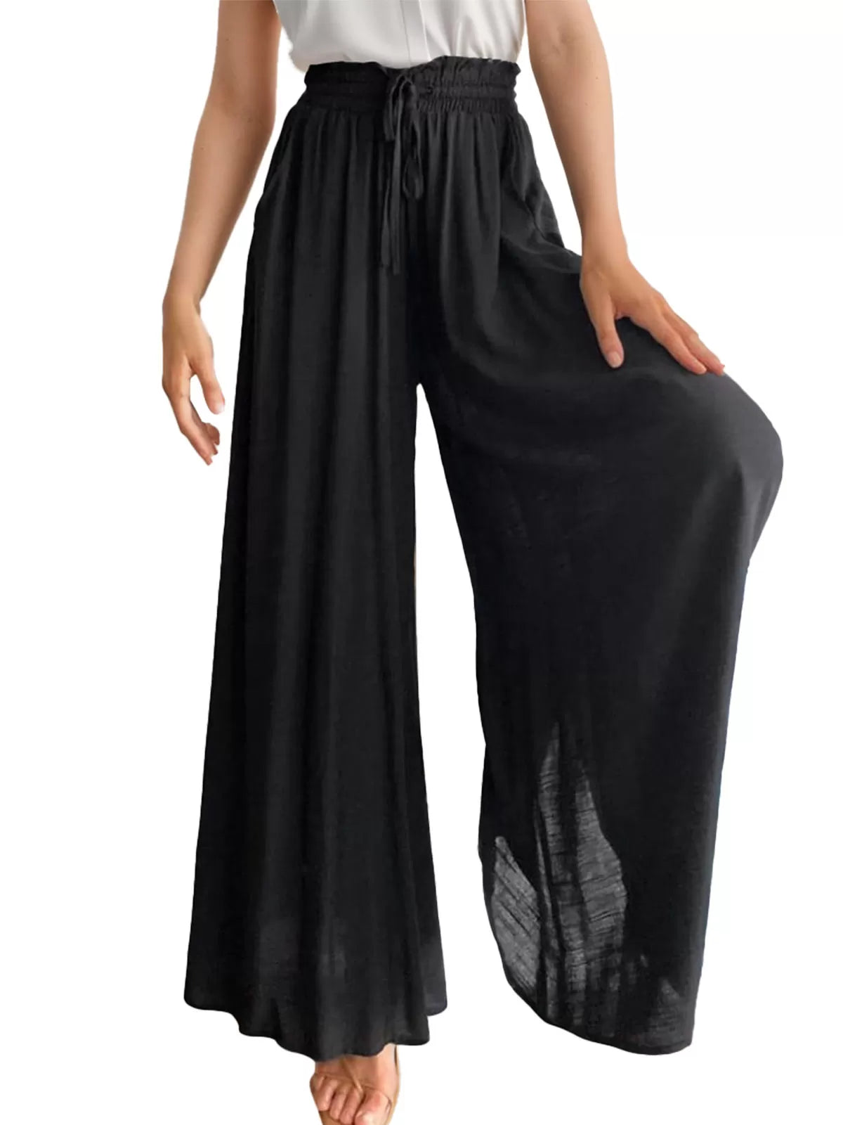 Medium Rise Palazzo Pants