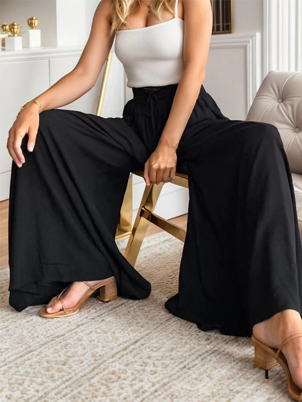 Medium Rise Palazzo Pants