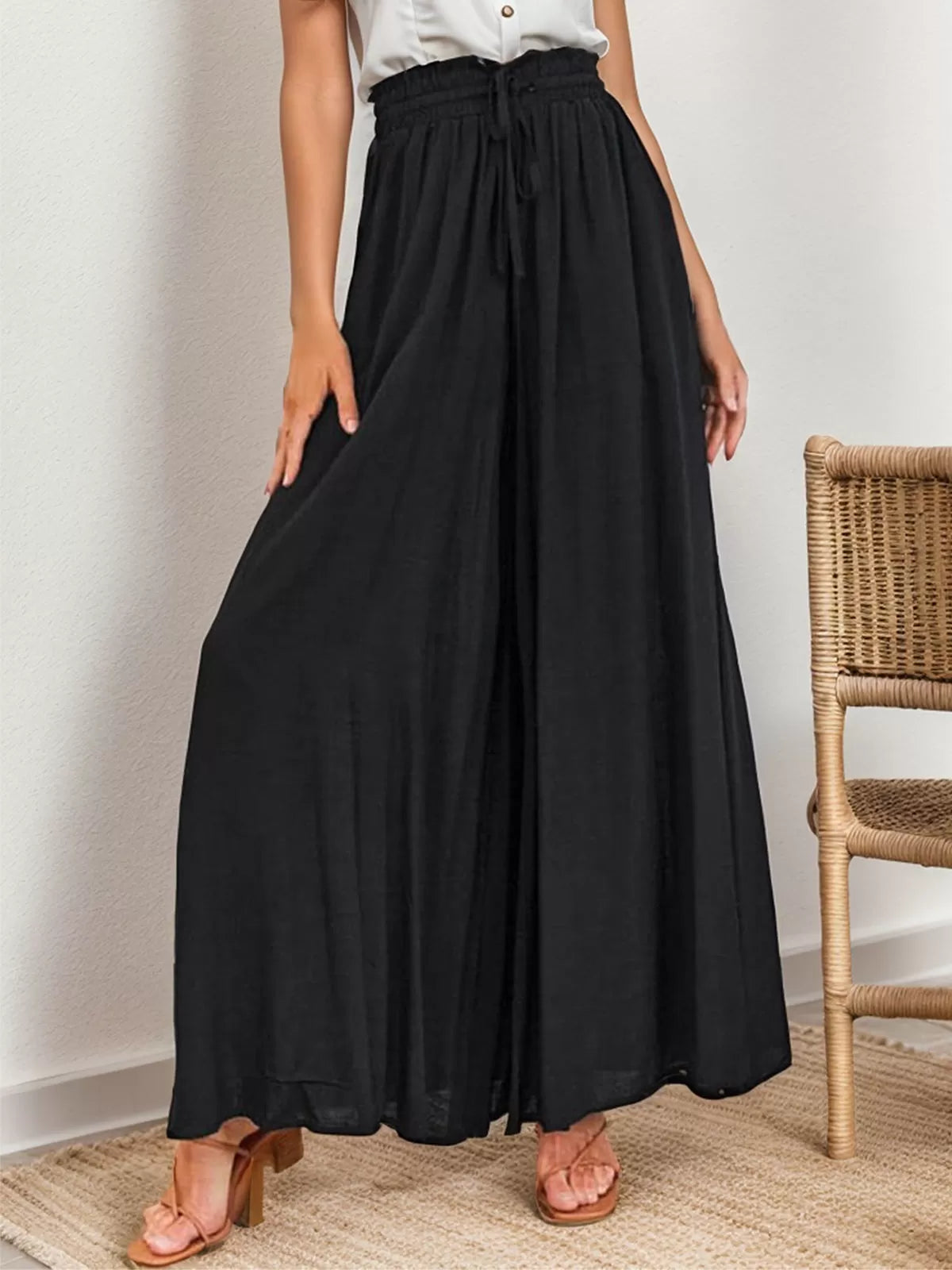 Medium Rise Palazzo Pants