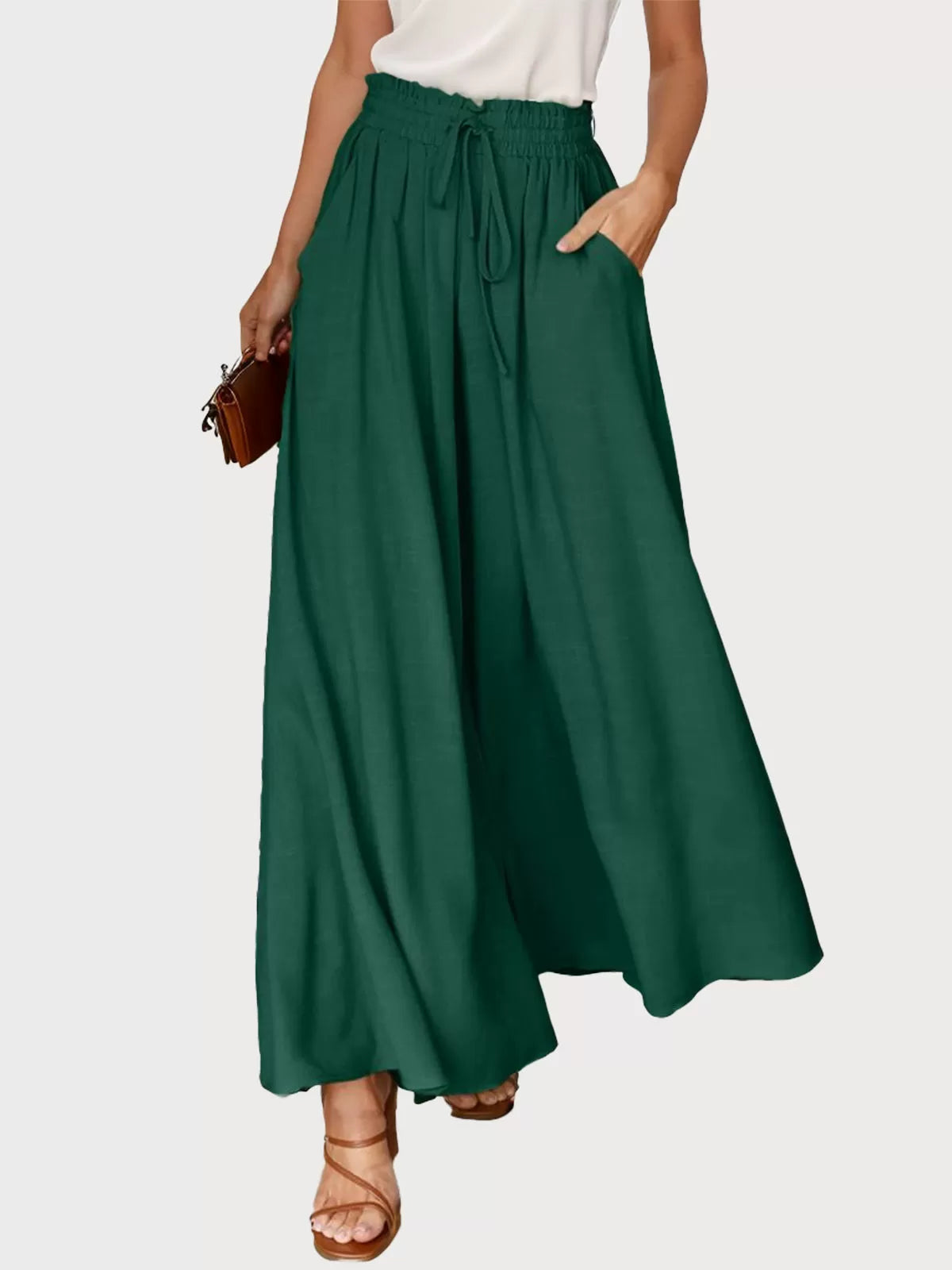 Medium Rise Palazzo Pants