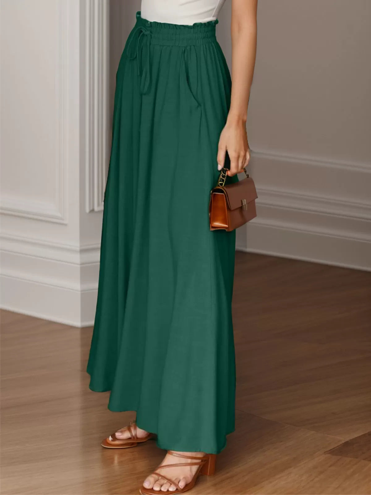 Medium Rise Palazzo Pants