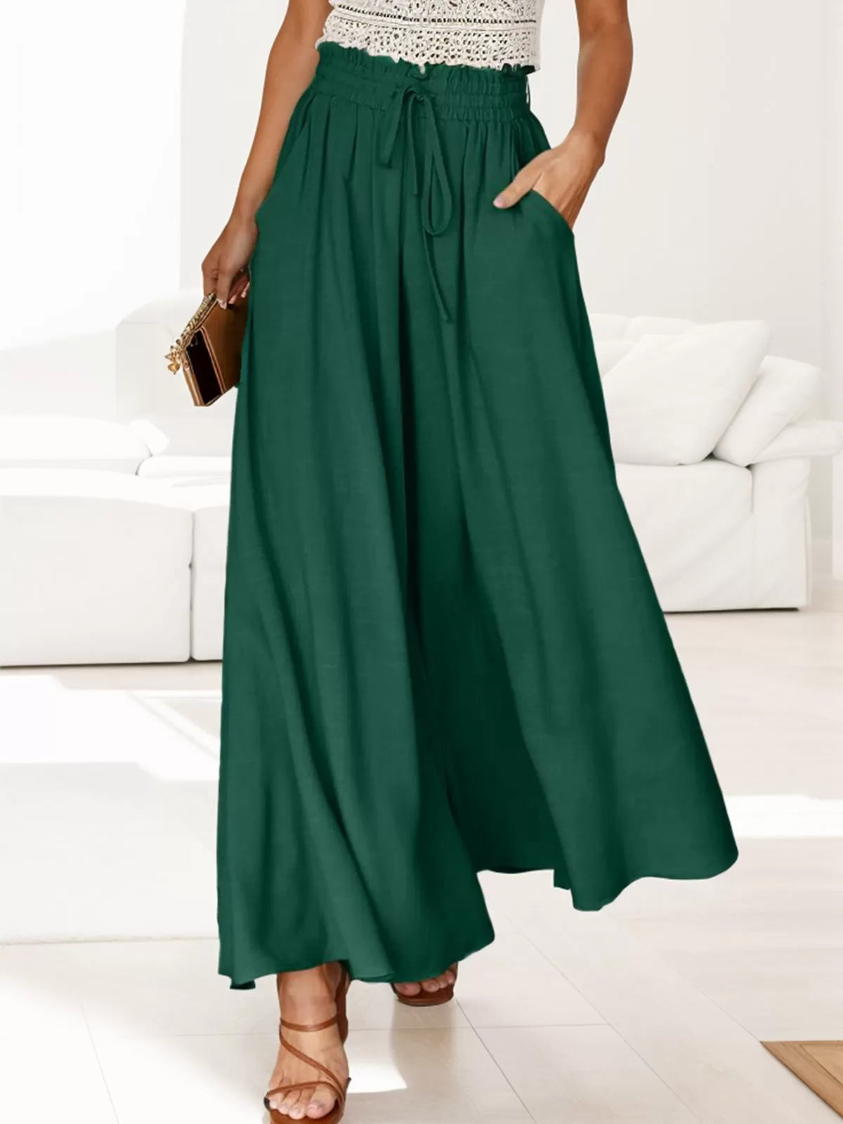 Medium Rise Palazzo Pants