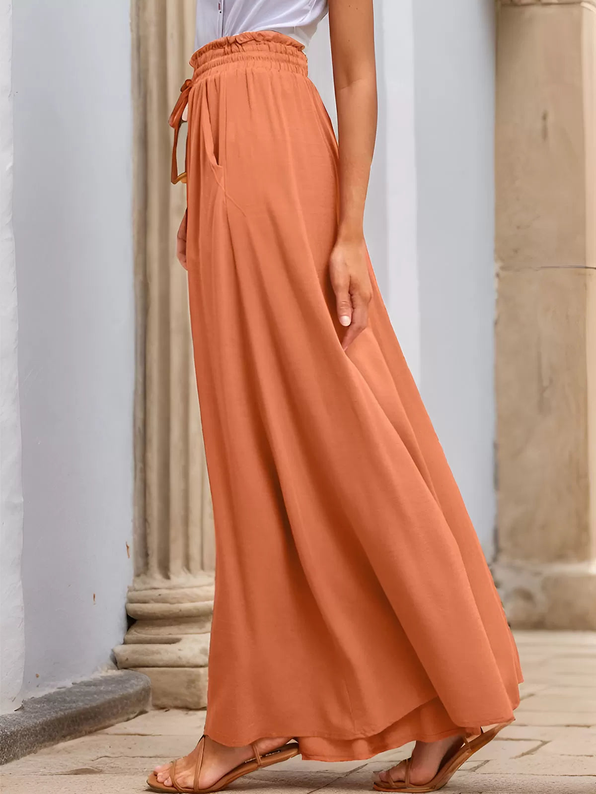 Medium Rise Palazzo Pants