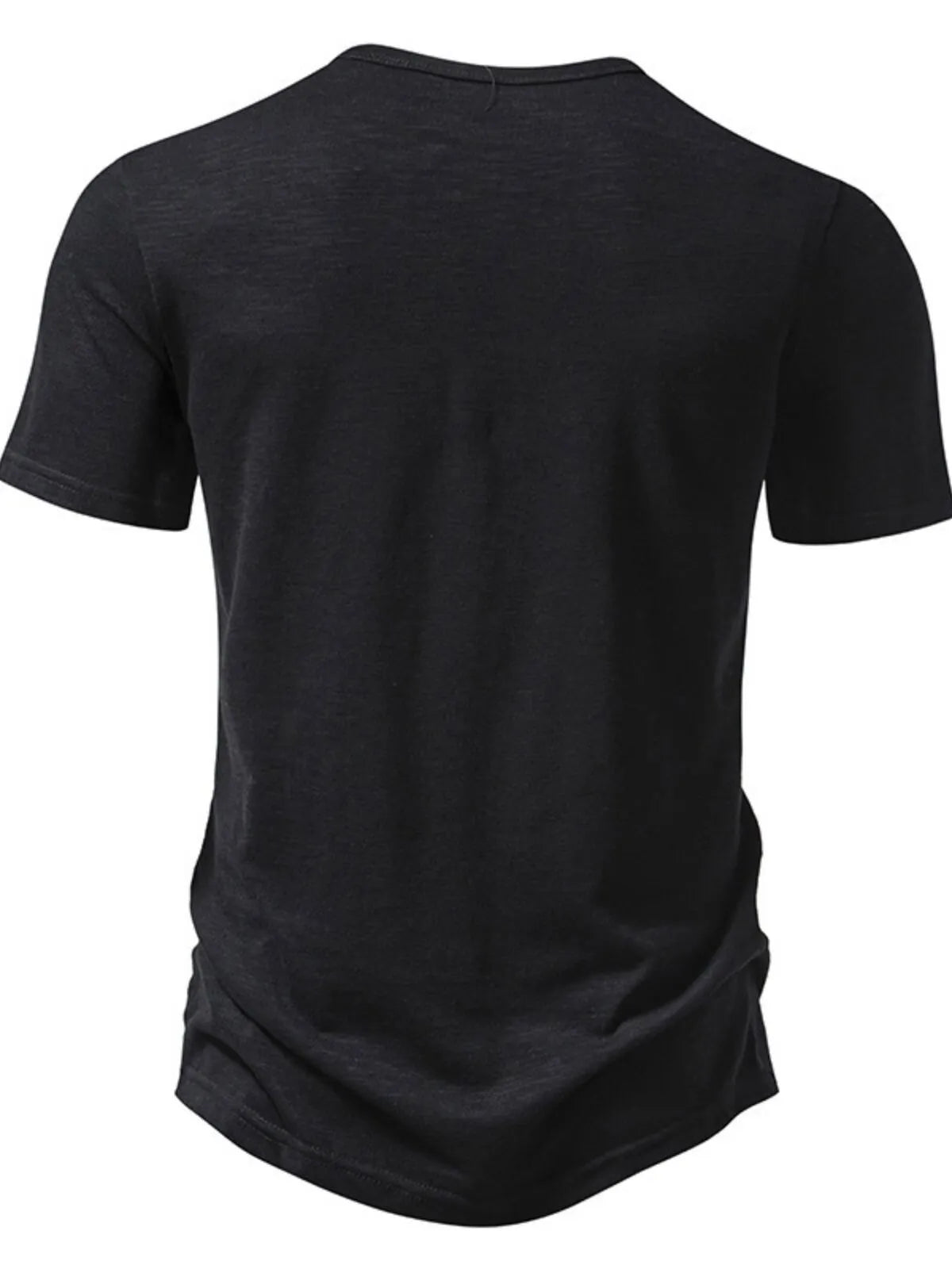 Men Solid Casual V-neck Henley T-shirt