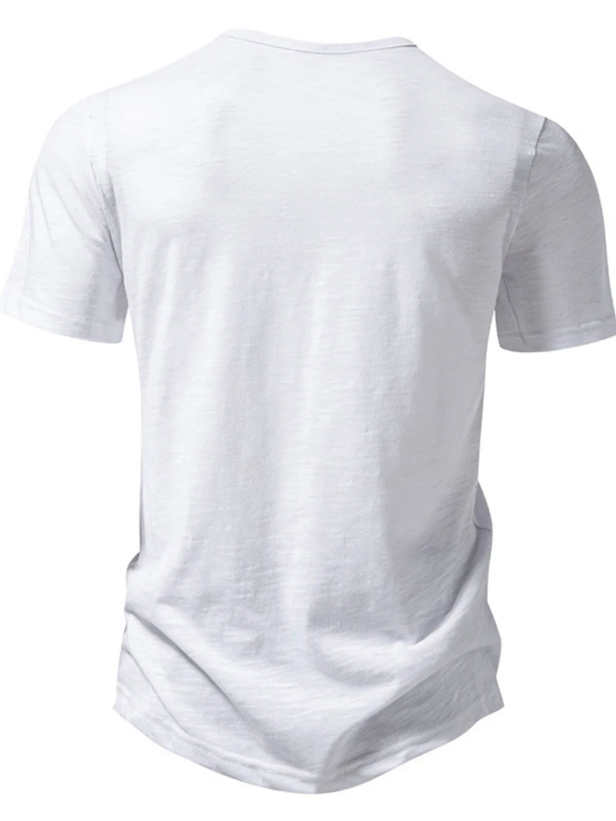 Men Solid Casual V-neck Henley T-shirt