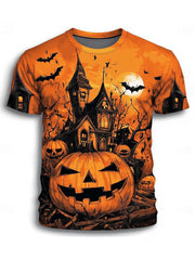 Men's Halloween Pumpkin Spooky Haunted House T-Shirt