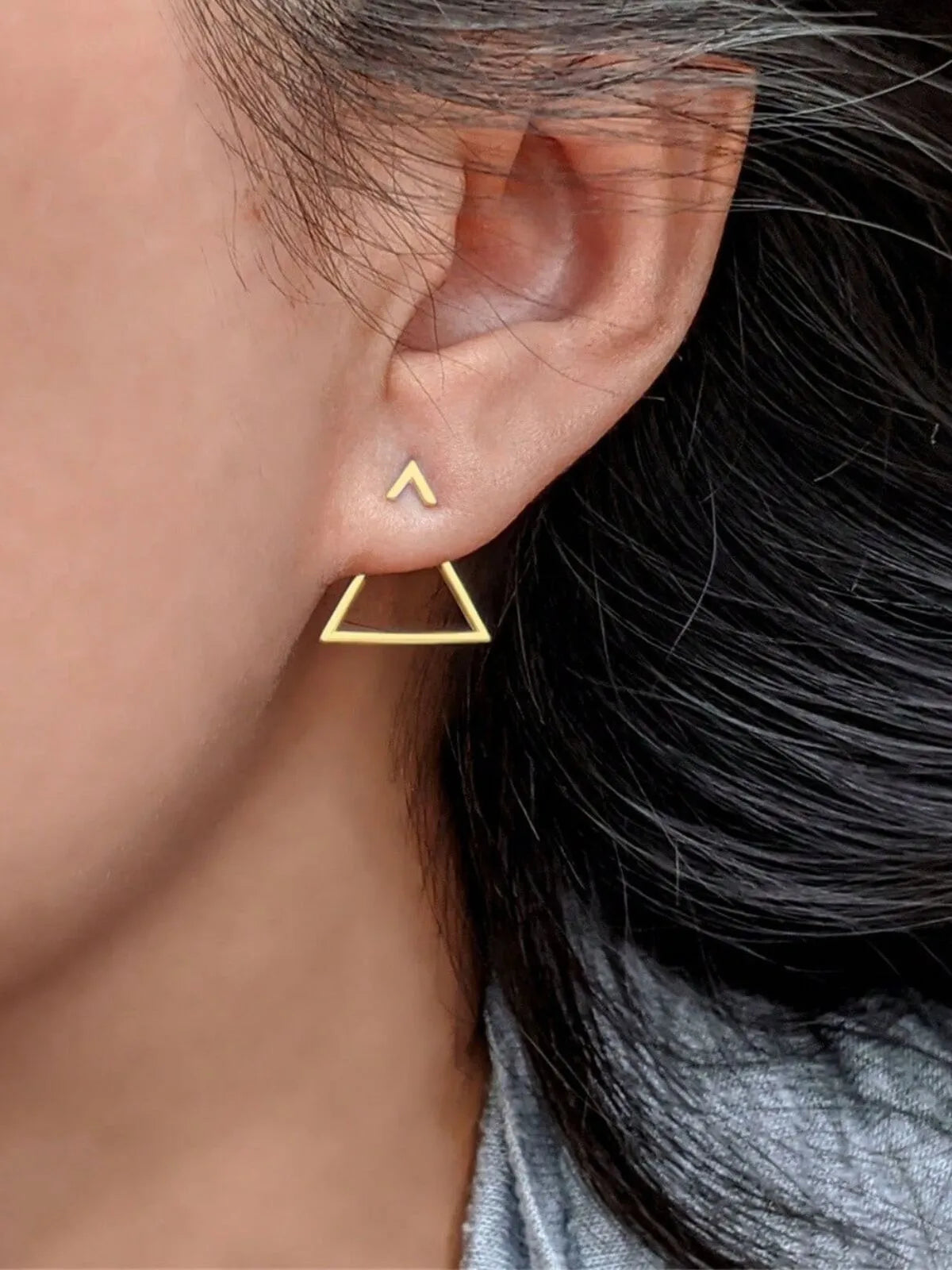 Minimalist Small Triangle Copper Stud 1 Pair Earrings
