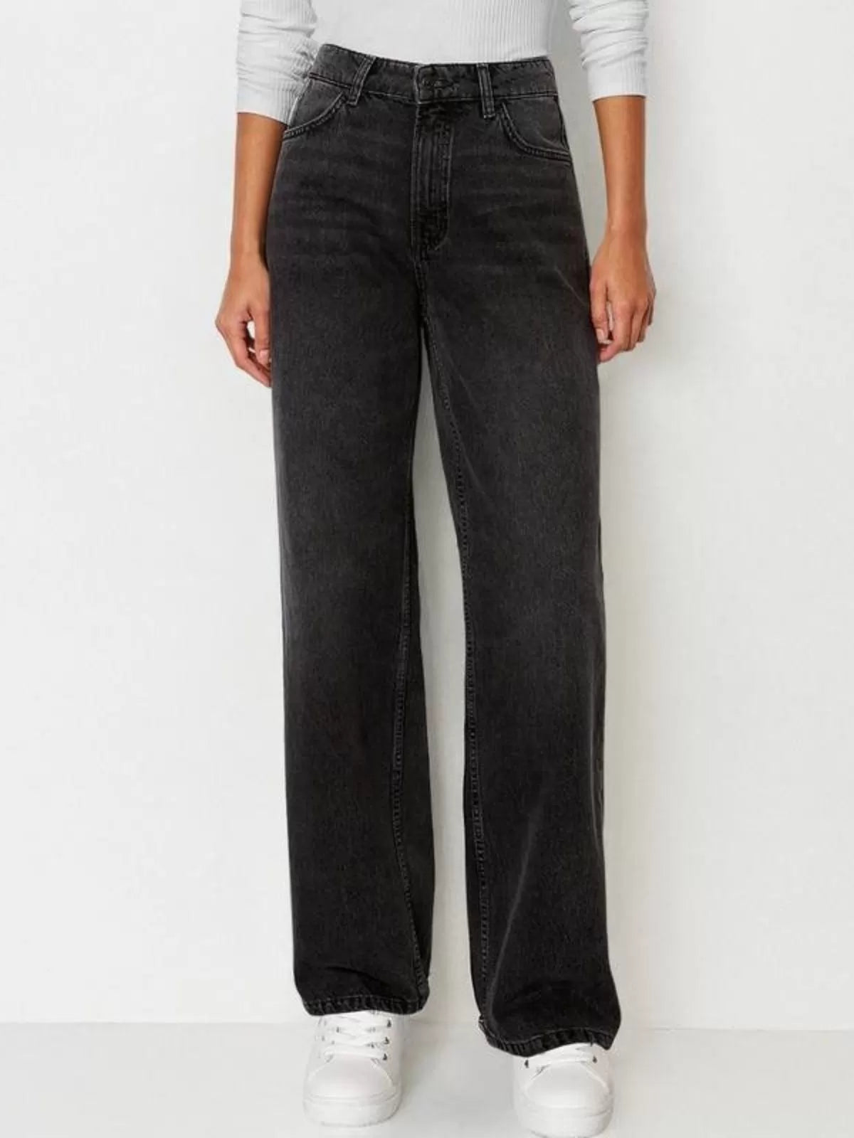 Minimalist Trendy Multi-Pocket High Waist Denim Stretch Wide Leg Jeans