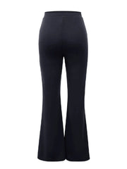 Office Chic Minimalist Fitted Waist Flared Hem High Rise Pants