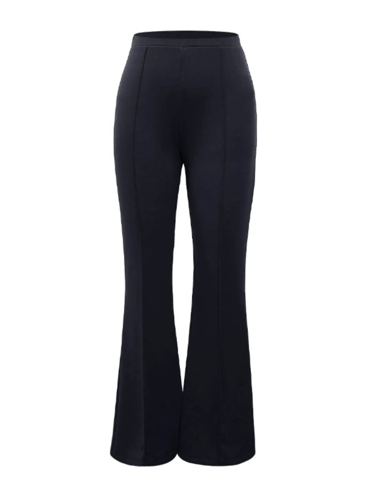 Office Chic Minimalist Fitted Waist Flared Hem High Rise Pants