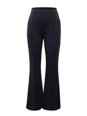 Office Chic Minimalist Fitted Waist Flared Hem High Rise Pants