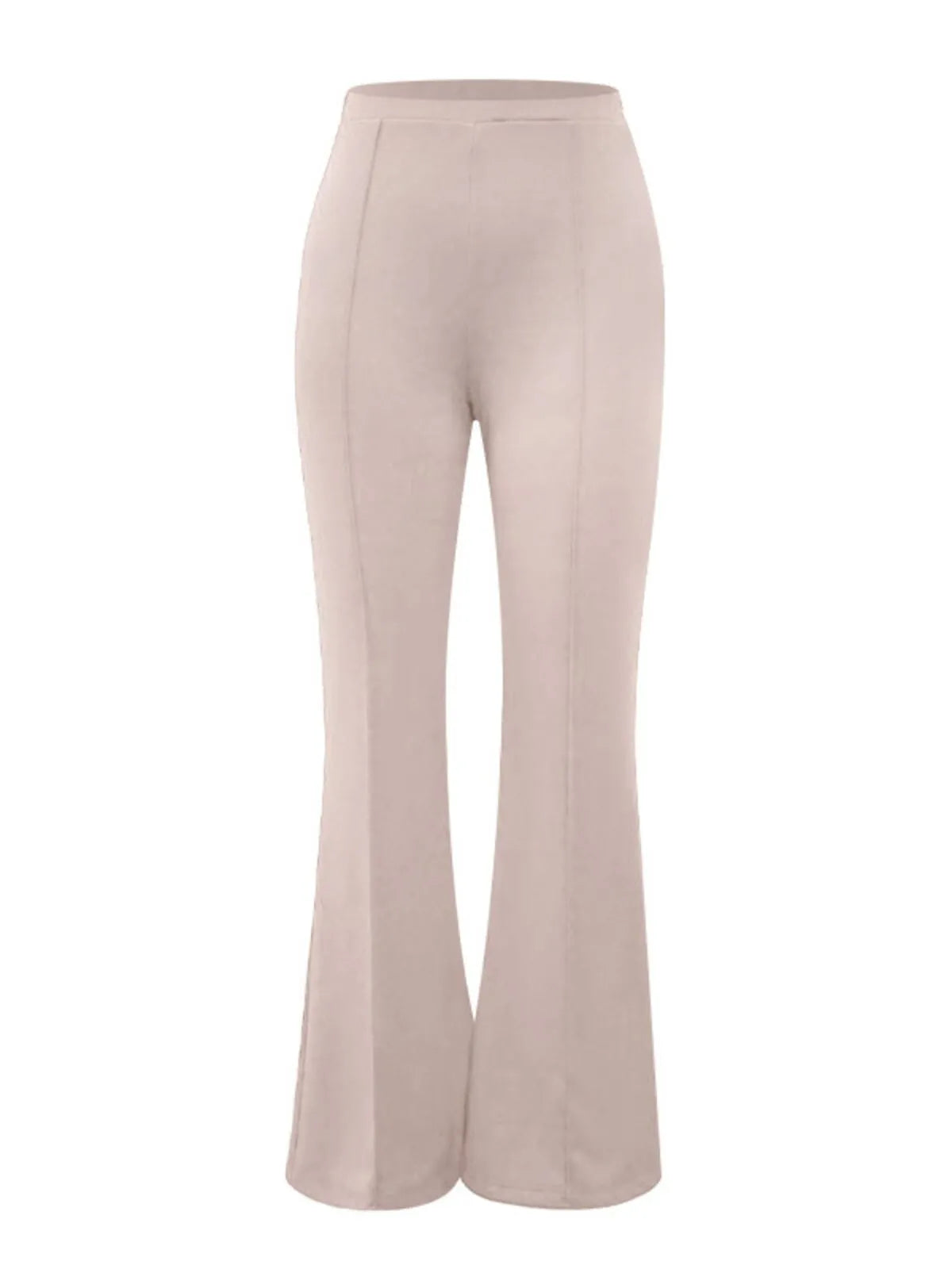 Office Chic Minimalist Fitted Waist Flared Hem High Rise Pants