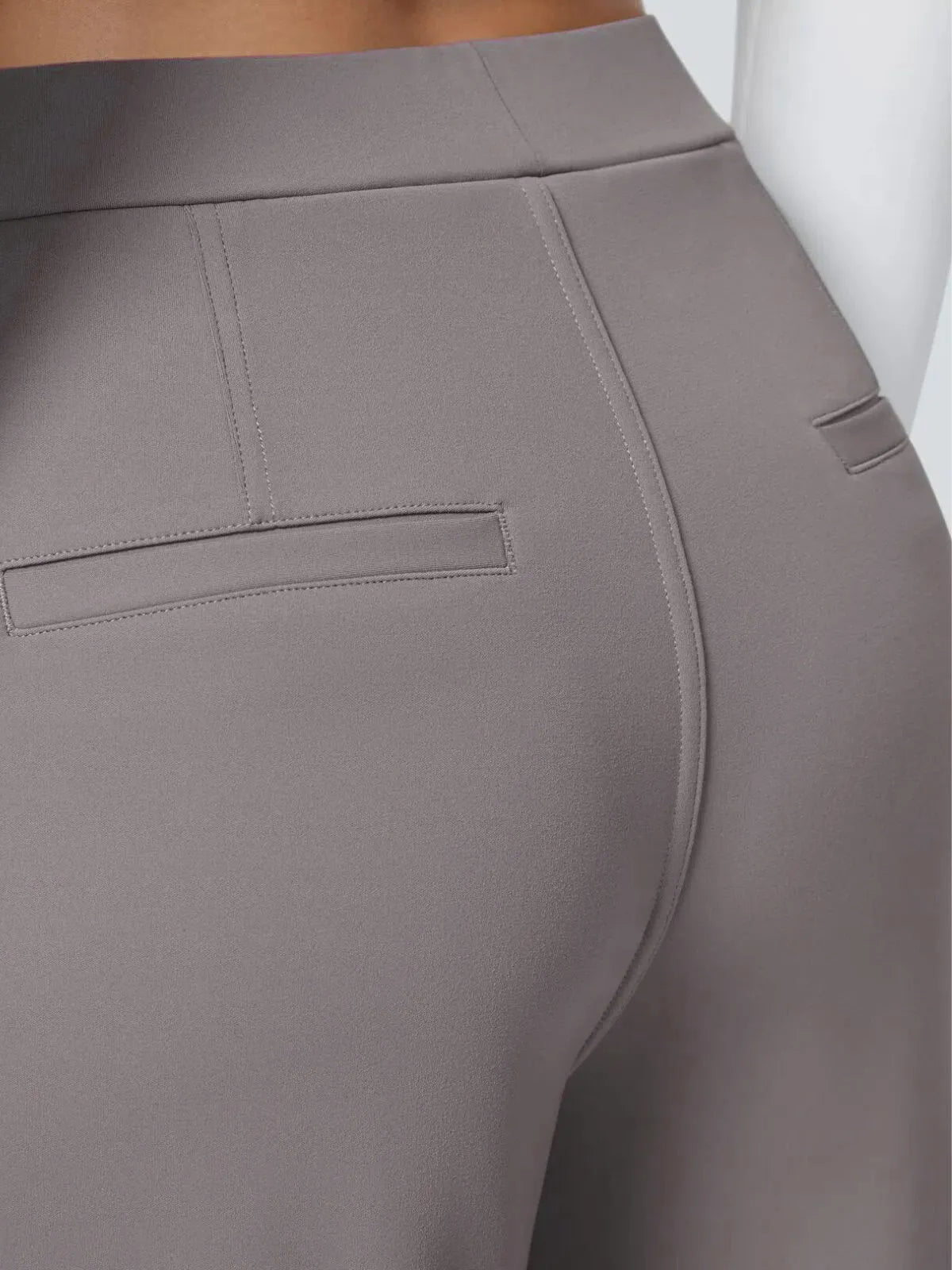 Office Chic Stretch Comfywear High Waisted Plicated Side Pocket Straight Leg Pants