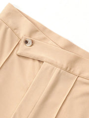 Office Outfits High Rise Zipper Fly Straight Leg Pants