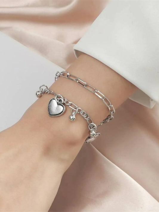 Office Style 1pc Solid Metal Button Alloy Bracelet 1200