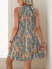 Paisley High Neck A-line Dress