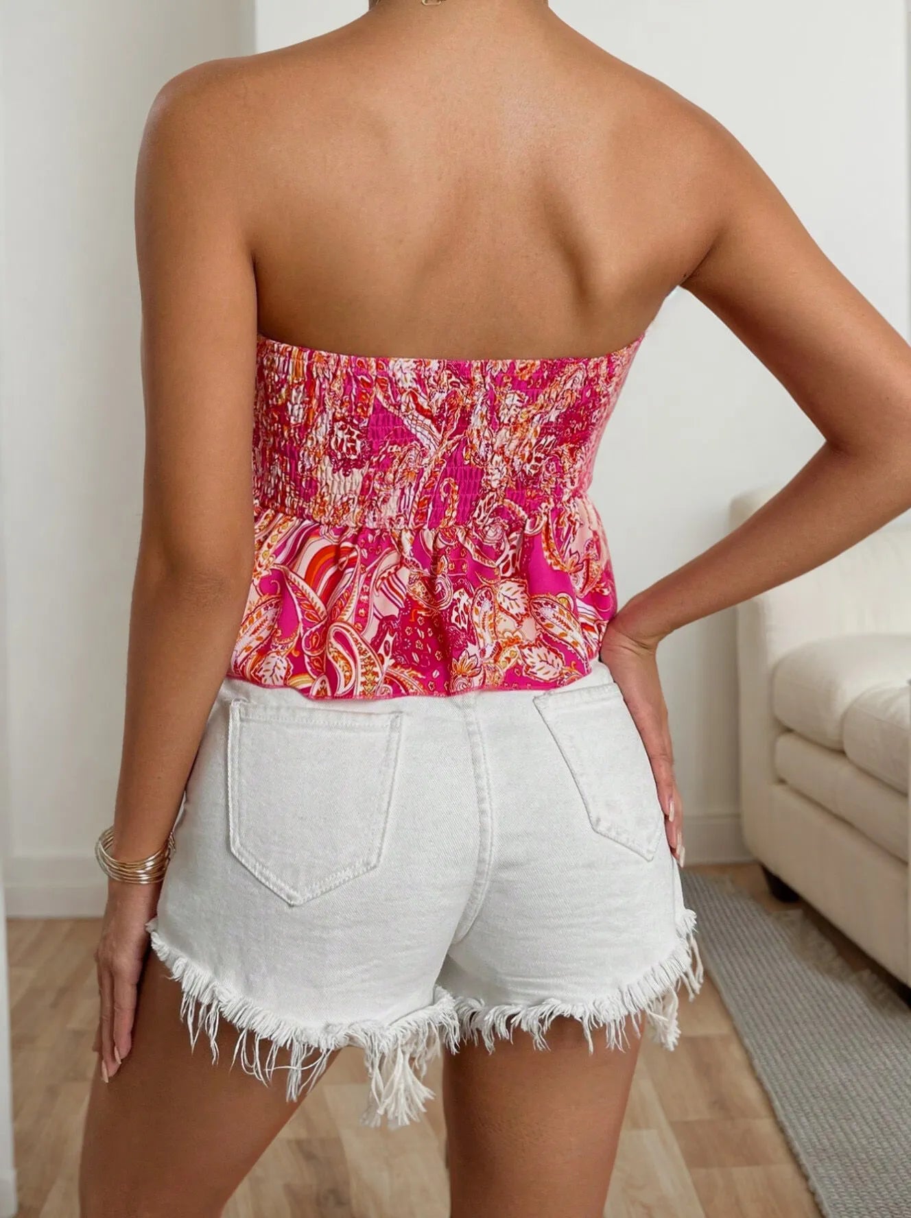 Paisley Print Garden Party Outfits Hanky Hem Tube Cami