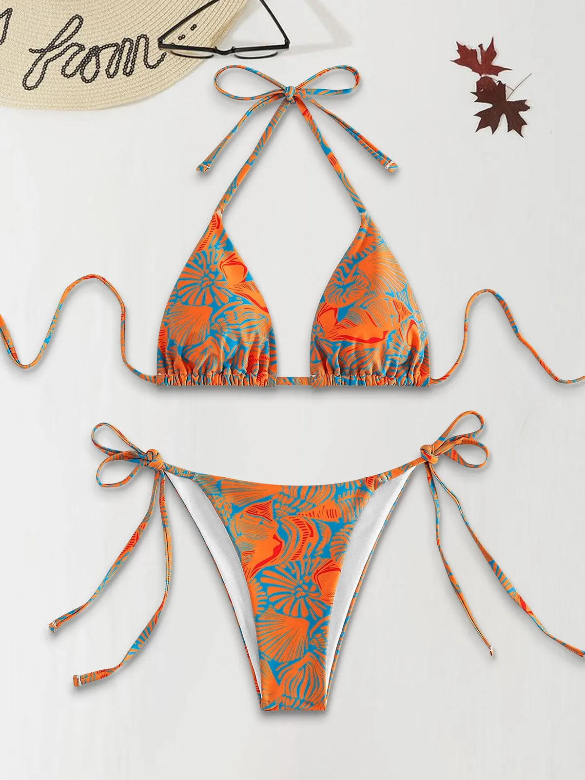 Paisley Tie Back Low Rise Fabric Bikini 