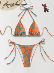 Paisley Tie Back Low Rise Fabric Bikini 