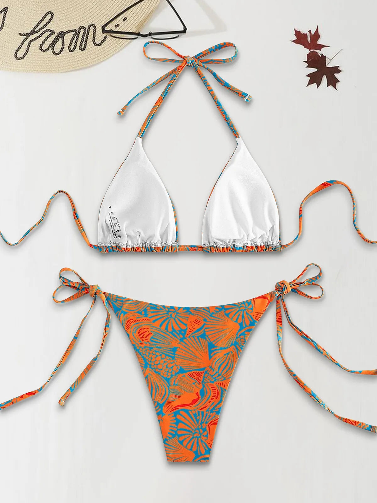 Paisley Tie Back Low Rise Fabric Bikini 