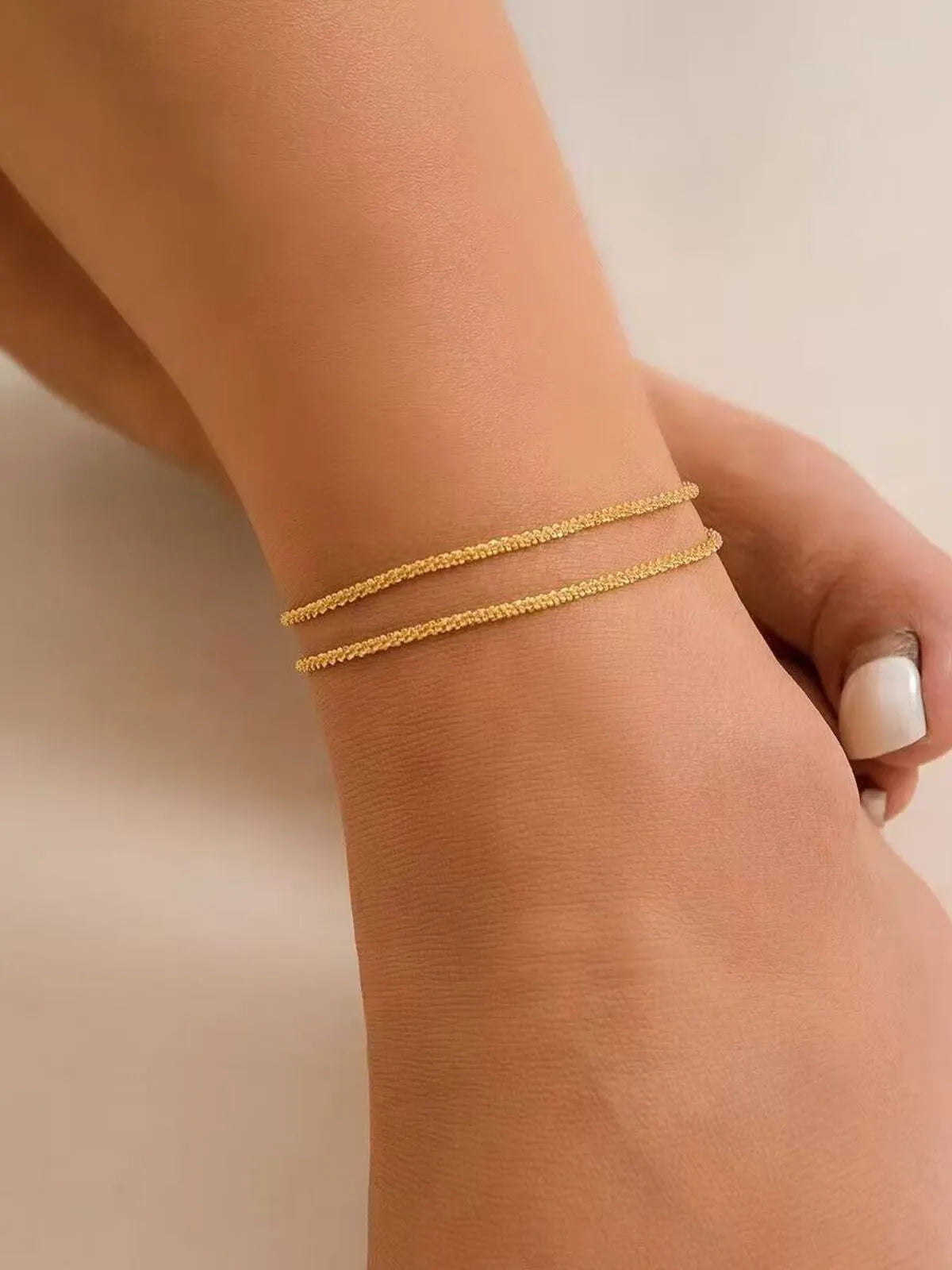 1pc Dainty Layered Waterproof Figaro Beaded Cuban Link Adjustable Trendy All-match & Exquisite Jewelry Anklet