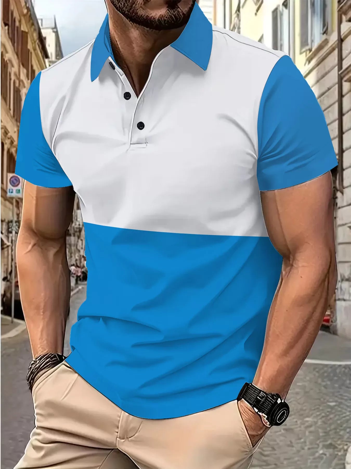 Patchwork Commuting Lapel Polo