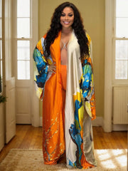 Patchwork Elegant Batwing Sleeve Kaftan Dress