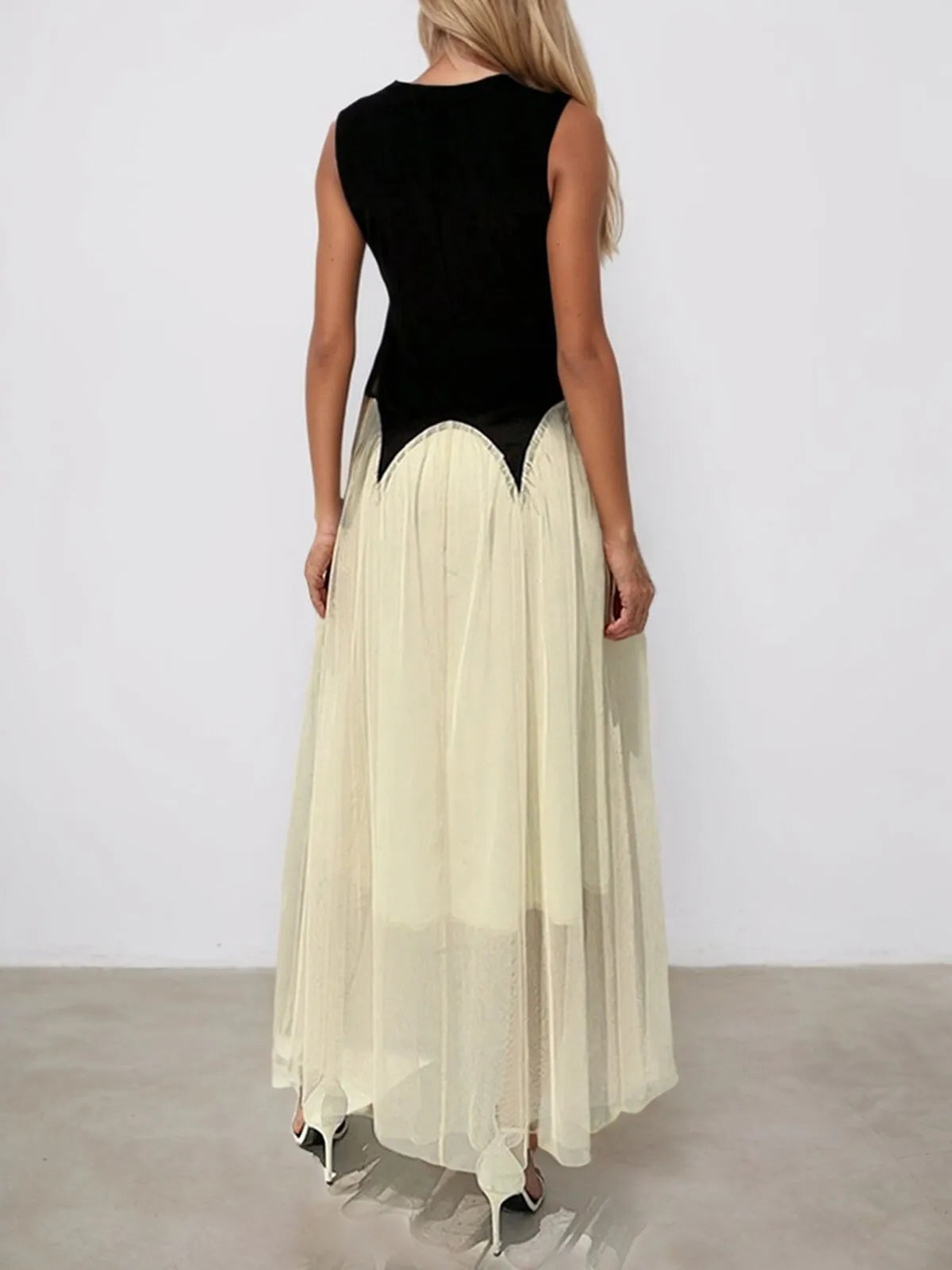 Patchwork Round Neck A-line Dress
