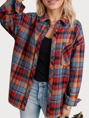 Plaid Lapel Shirt Long Sleeve Blouse