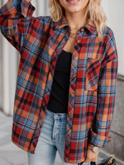 Plaid Lapel Shirt Long Sleeve Blouse