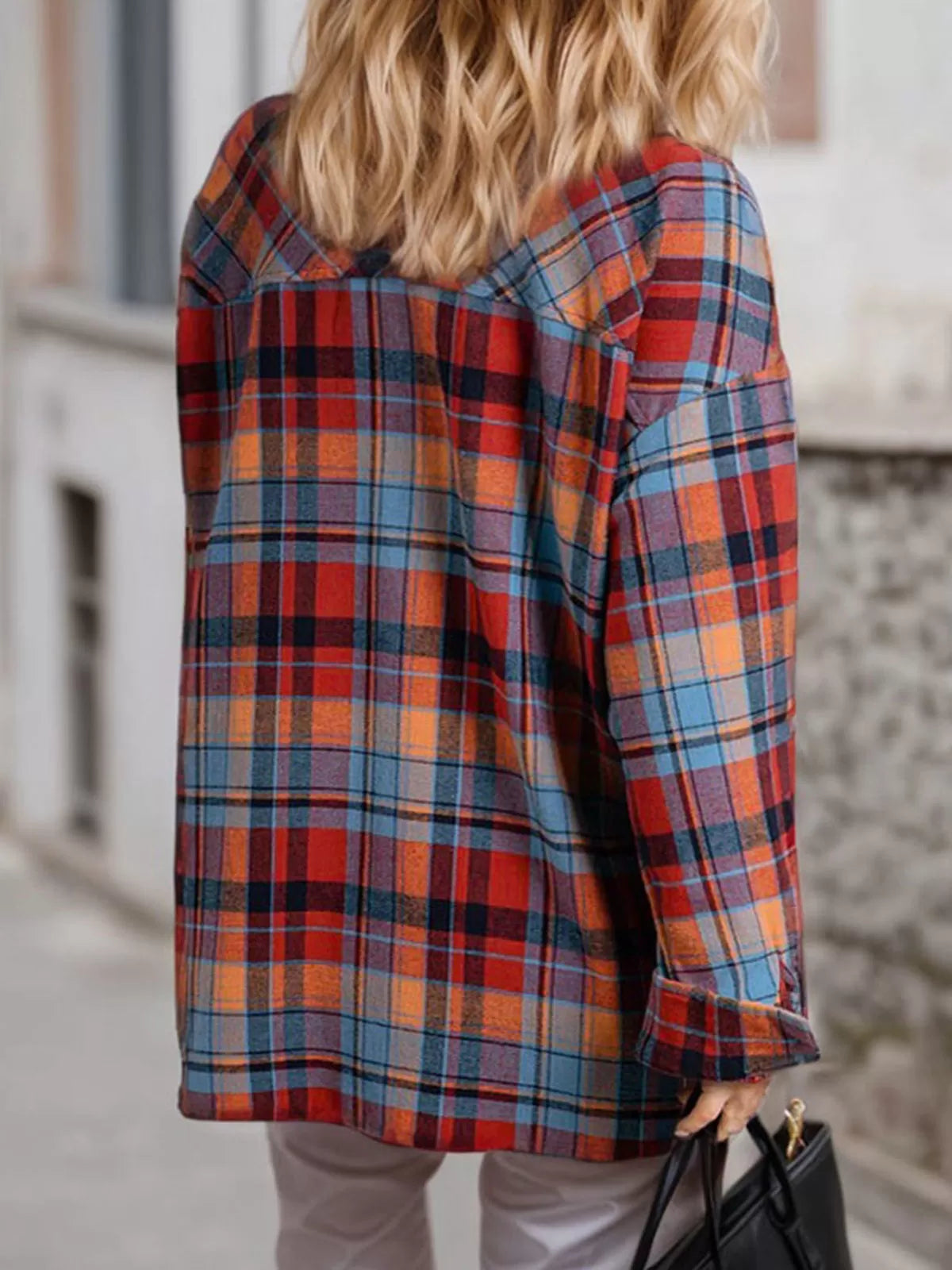 Plaid Lapel Shirt Long Sleeve Blouse