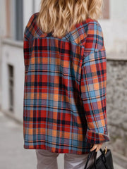 Plaid Lapel Shirt Long Sleeve Blouse