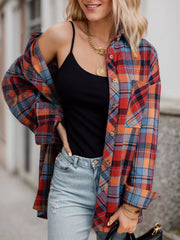 Plaid Lapel Shirt Long Sleeve Blouse