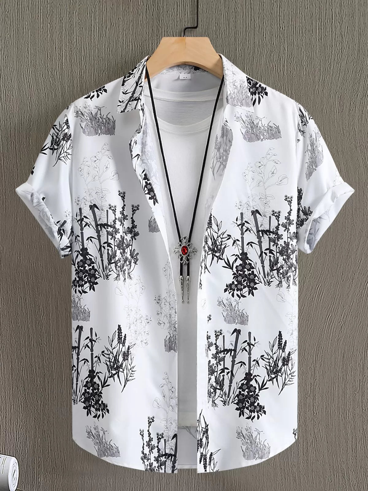 Plants Button Lapel Regular Shirts