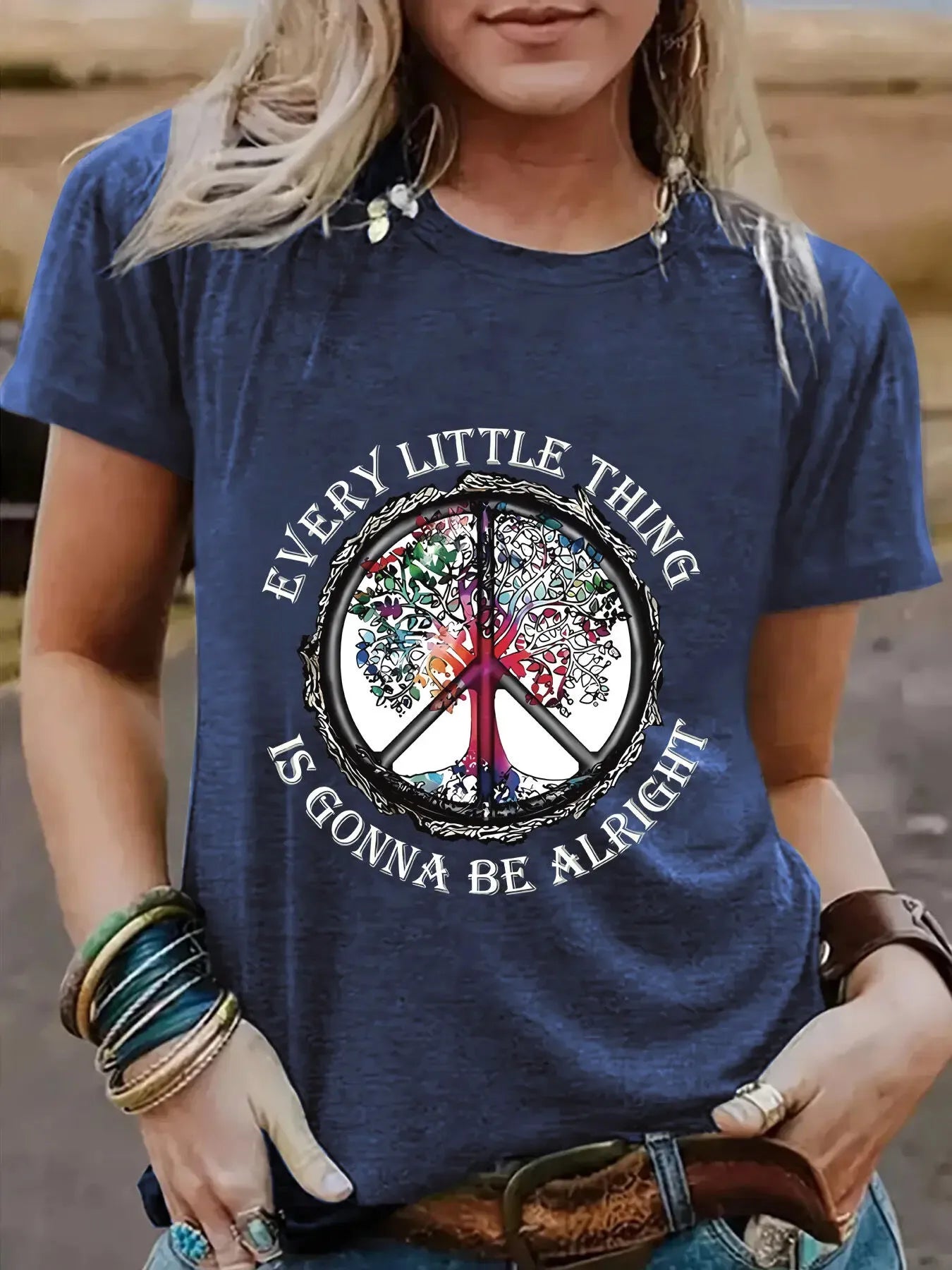 Plants Heat Transfer Round Neck T-shirt