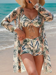 Plants Knot Spaghetti Strap Bikini Sets 