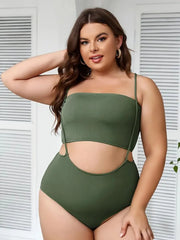 Plus Size Solid Knot High Rise Tankini