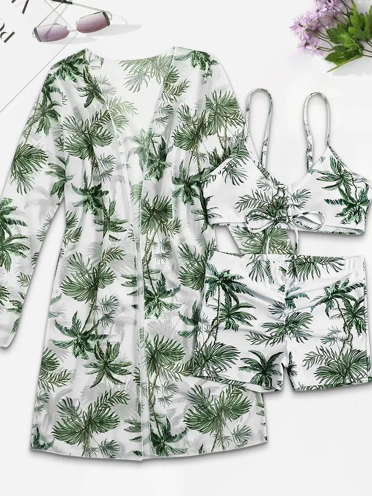 Plants Knot Low Rise Bikini Sets 