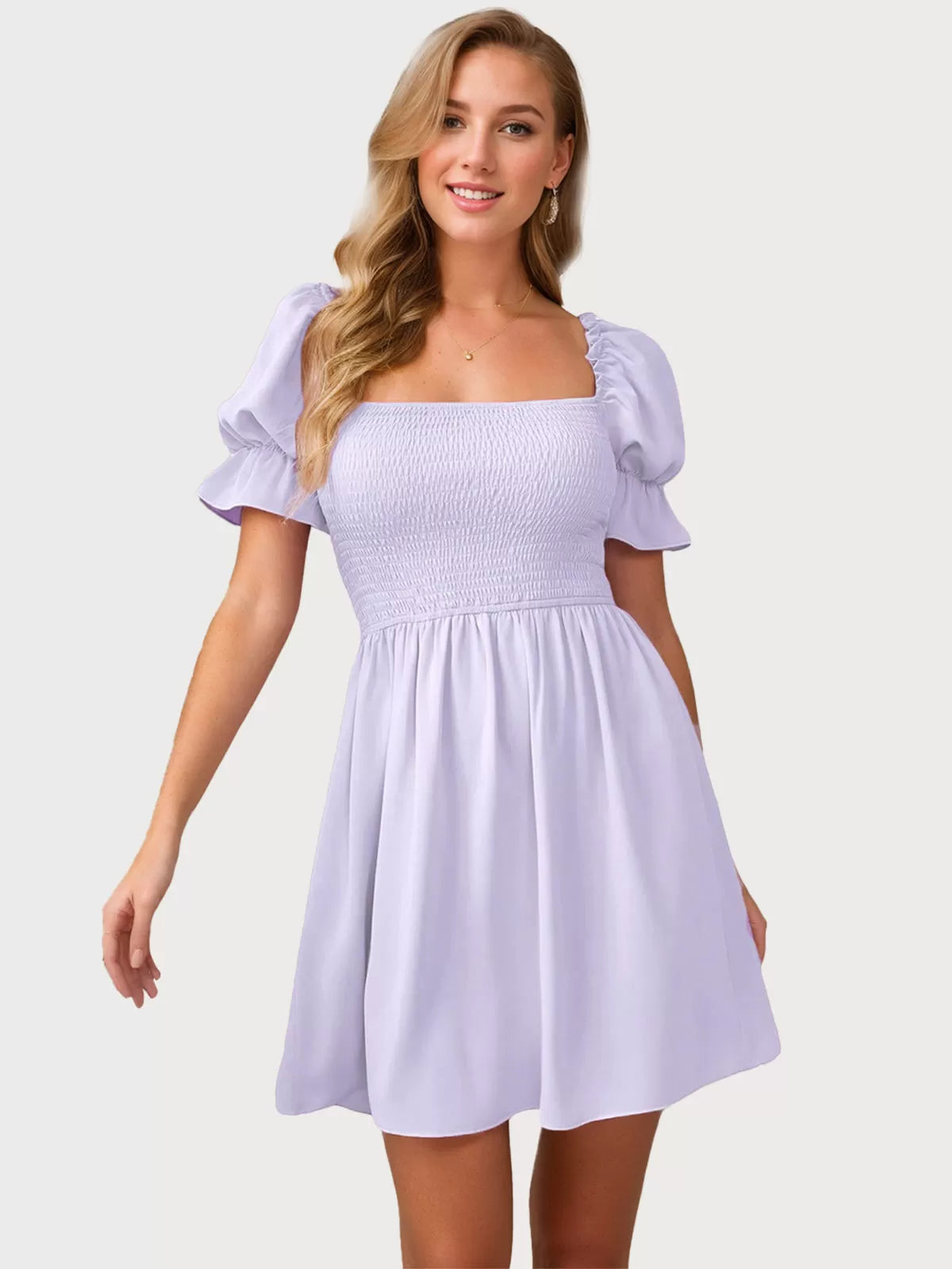 Pleating Puff A-line Dress