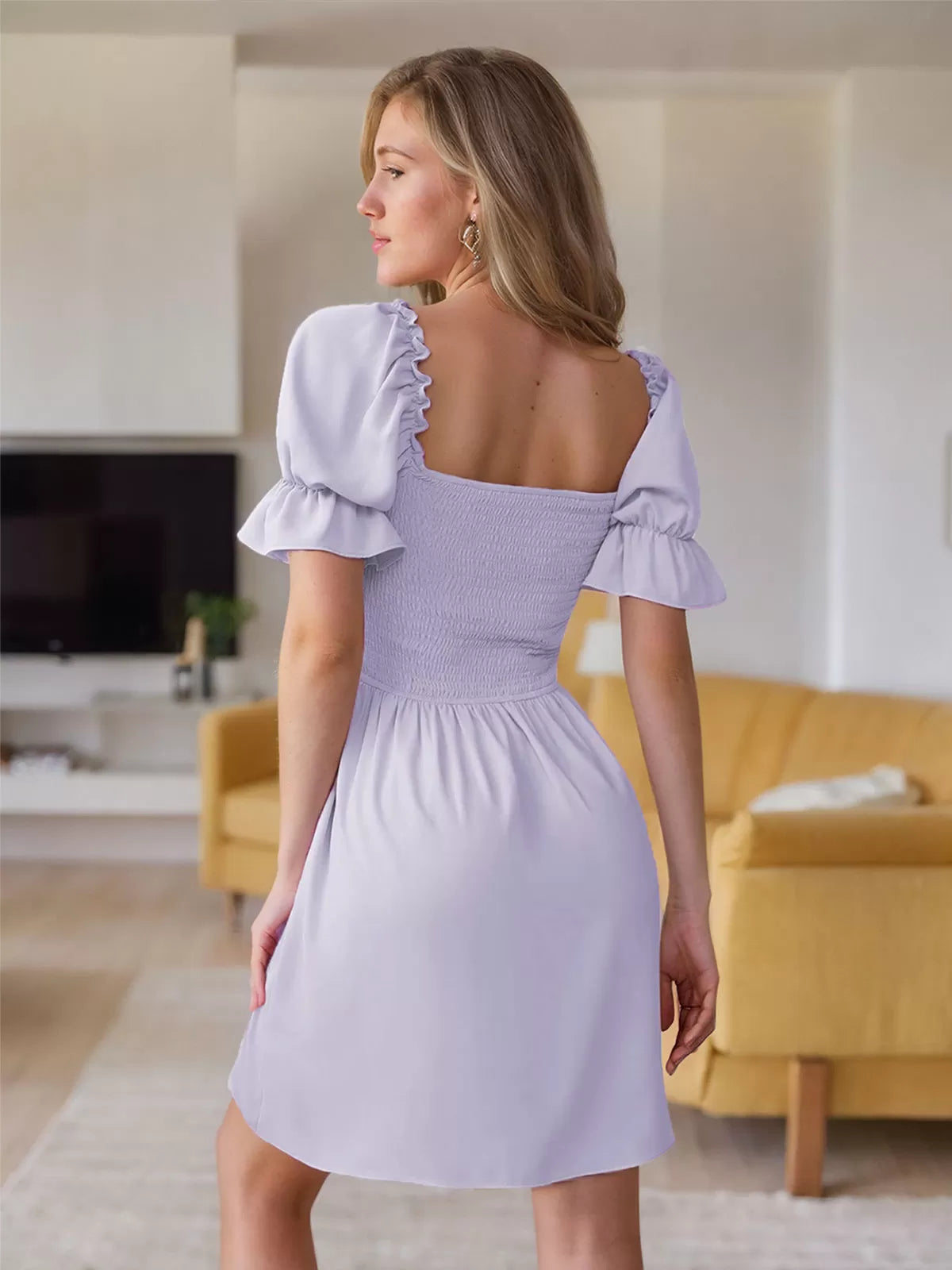 Pleating Puff A-line Dress