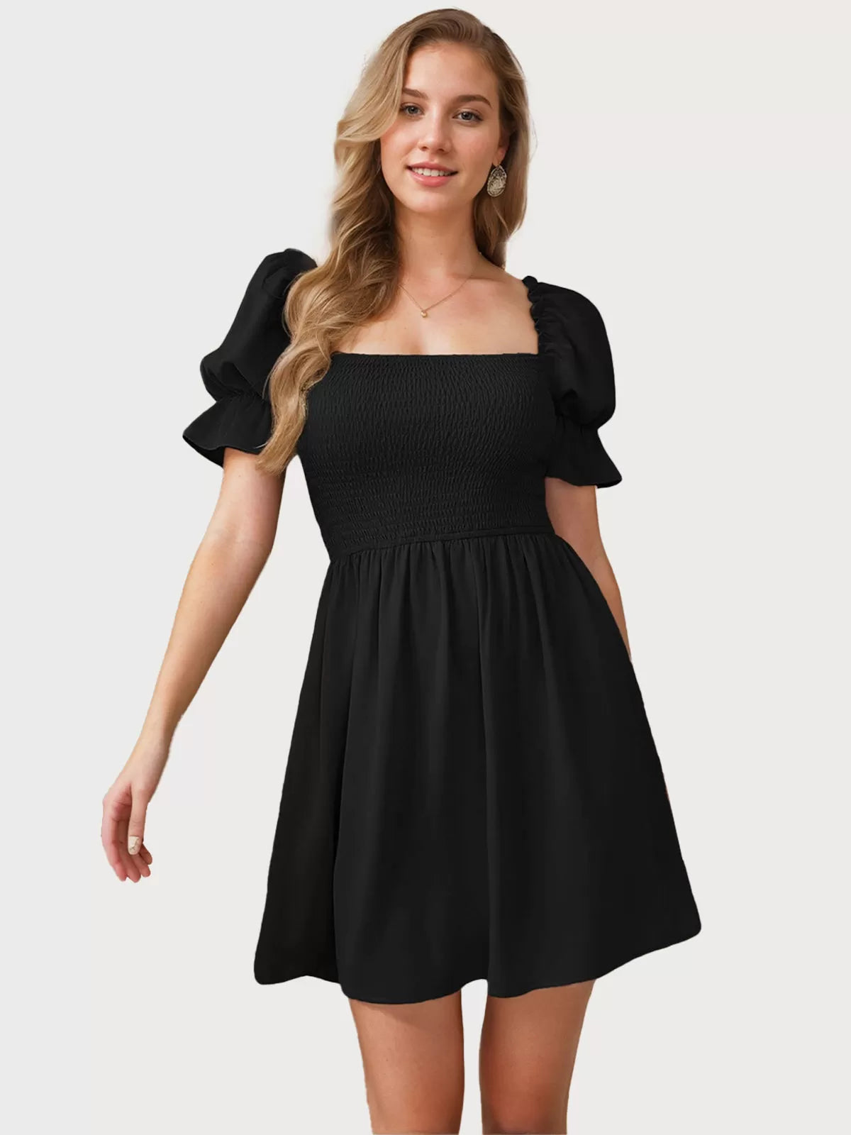 Pleating Puff A-line Dress